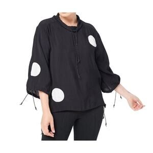 Truth + Style Womens Doleman Top With White Dot Appliques And Drawcords Size XXS
